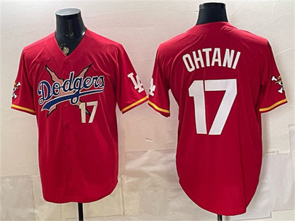 Los Angeles Dodgers x One Piece #17 Shohei Ohtani Red Vapor Premier Limited Stitched Baseball Jersey - Main View