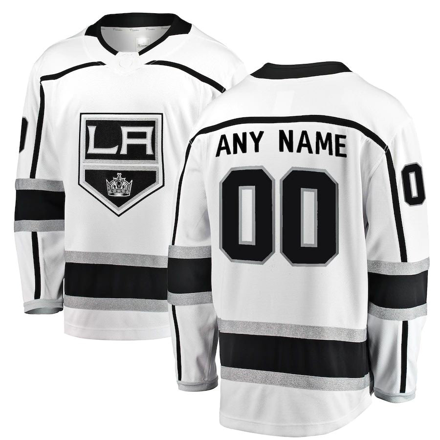Custom LA.Kings Fanatics Branded Away Breakaway Jersey White Stitched American Hockey Jerseys - Main View