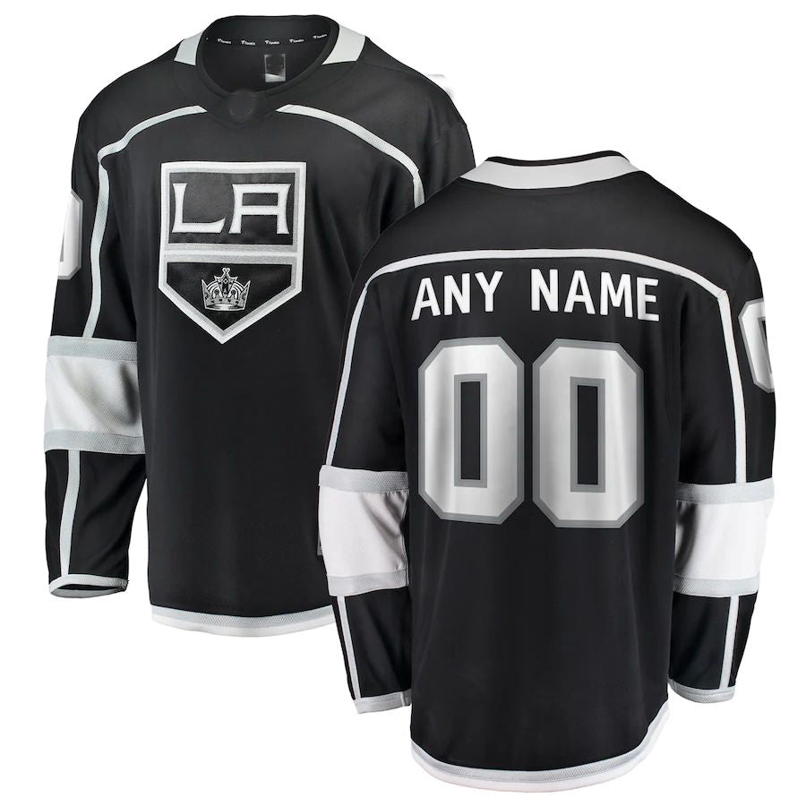 Custom LA.Kings Fanatics Branded Home Breakaway Black Stitched American Hockey Jerseys - Main View