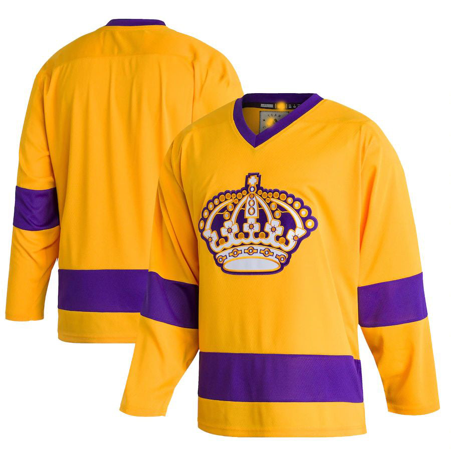 LA.Kings Team Classics Authentic Blank Jersey Gold Stitched American Hockey Jerseys - Main View