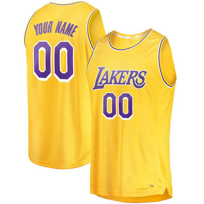 Custom LA.Lakers Fanatics Branded 2018-19 Fast Break Replica Jersey Gold Icon Edition Stitched Basketball Jersey - Main View