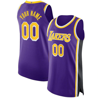 Custom LA.Lakers Jordan Brand 2021-22 Diamond Swingman Authentic Jersey Statement Edition Purple Stitched Basketball Jersey - Main View