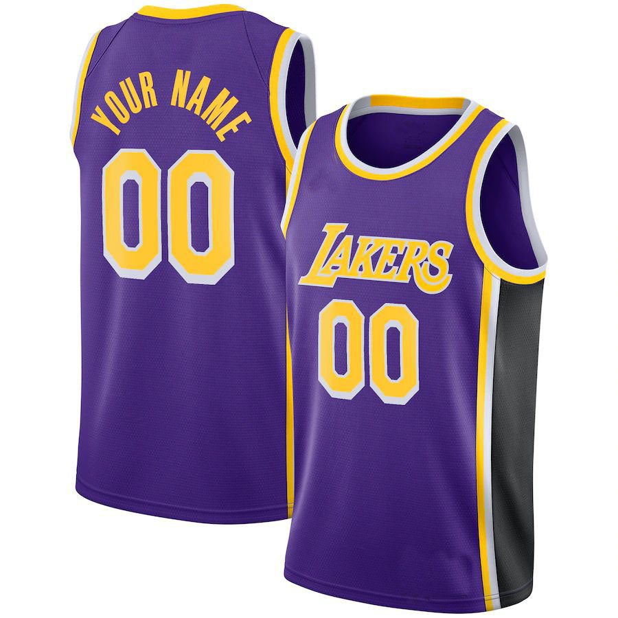 Custom LA.Lakers Jordan Brand Swingman Jersey Statement Edition Purple Stitched Basketball Jersey - Main View