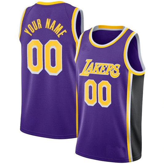 Custom LA.Lakers Jordan Brand Swingman Jersey Statement Edition Purple Stitched Basketball Jersey - Main View