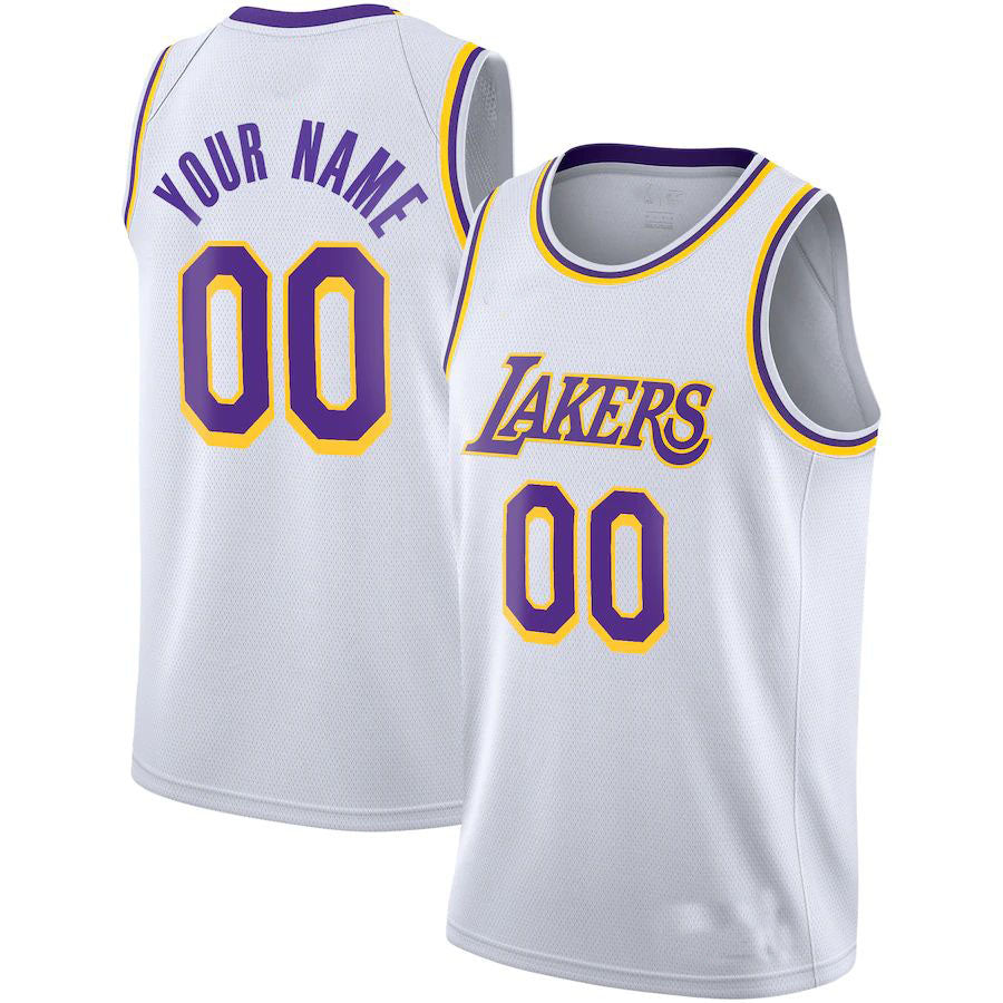Custom LA.Lakers 2020-21 Swingman Jersey Association Edition  White Stitched Basketball Jersey - Main View