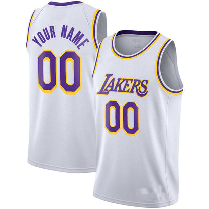 Custom LA.Lakers 2020-21 Swingman Jersey Association Edition  White Stitched Basketball Jersey - Main View