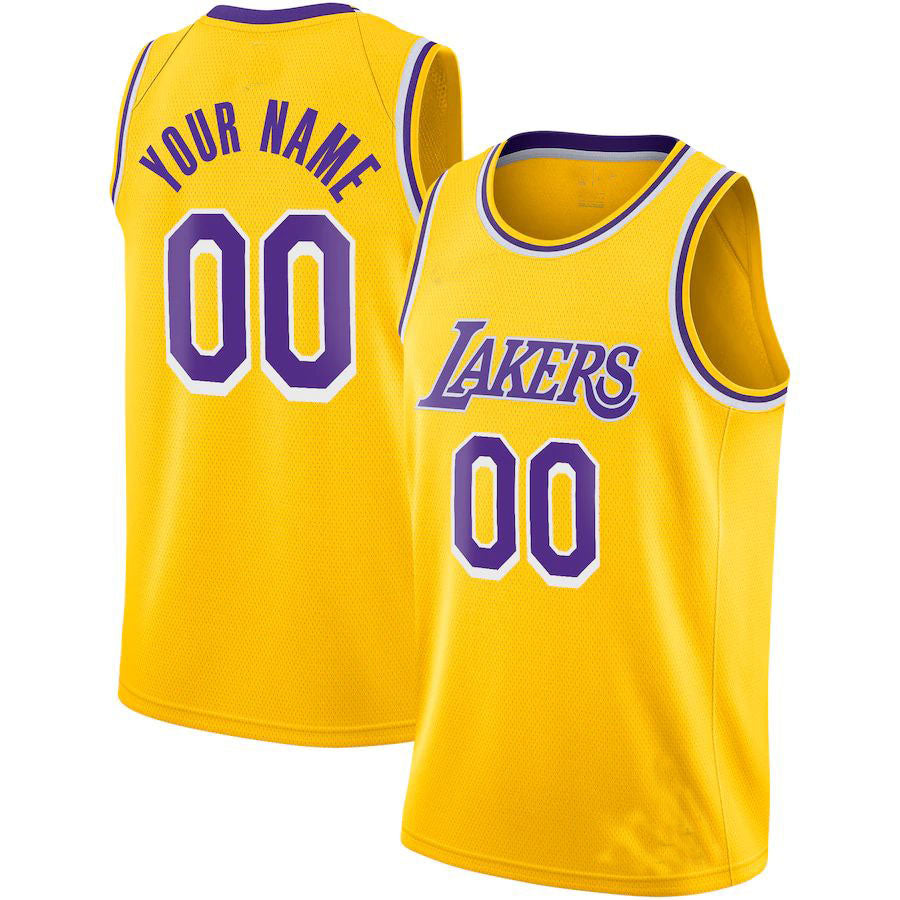 Custom LA.Lakers 2020-21 Swingman  Jersey Gold Icon Edition Stitched Basketball Jersey - Main View