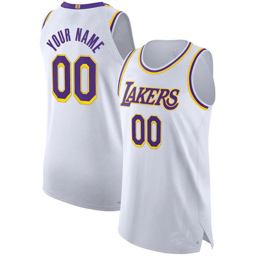 Custom LA.Lakers 2021-22 Diamond Authentic  Jersey Association Edition  White Stitched Basketball Jersey - Main View