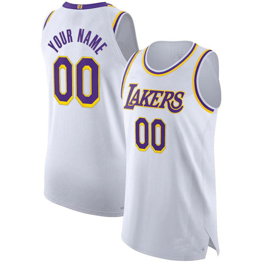 Custom LA.Lakers 2021-22 Diamond Authentic  Jersey Association Edition  White Stitched Basketball Jersey - Main View