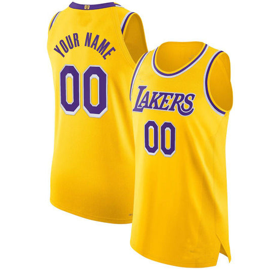 Custom LA.Lakers 2021-22 Diamond Swingman Authentic Jersey Gold Icon Edition Stitched Basketball Jersey - Main View