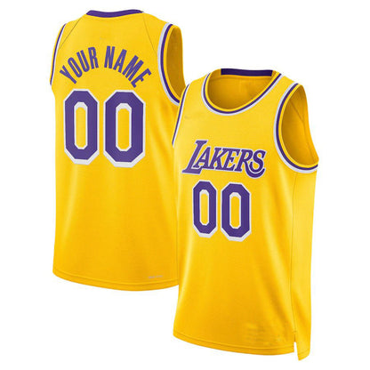 Custom LA.Lakers 2021-22 Diamond Swingman Jersey Gold Icon Edition Stitched Basketball Jersey - Main View