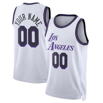 Custom LA.Lakers Unisex 2022-23 Swingman Jersey City Edition White Stitched Basketball Jersey - Main View