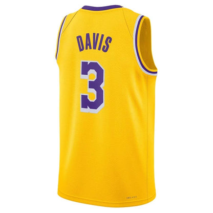 LA.Lakers #3 Anthony Davis Gold Swingman Jersey - Icon Edition Stitched American Basketball Jersey - Main View