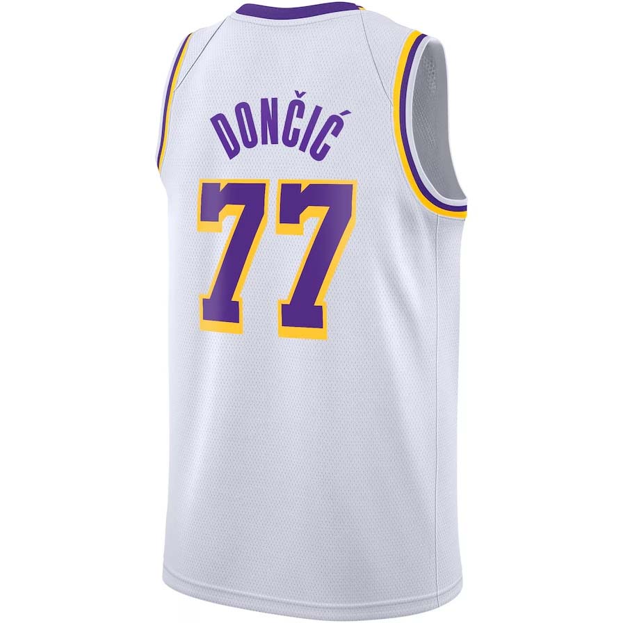 LA.Lakers #77 Luka Dončić Association Edition Swingman Jersey - White Stitched American Basketball Jersey - Main View