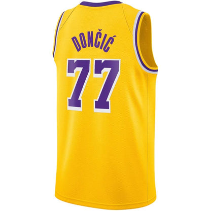 LA.Lakers #77 Luka Dončić Icon Edition Swingman Jersey - Gold Stitched American Basketball Jersey - Main View