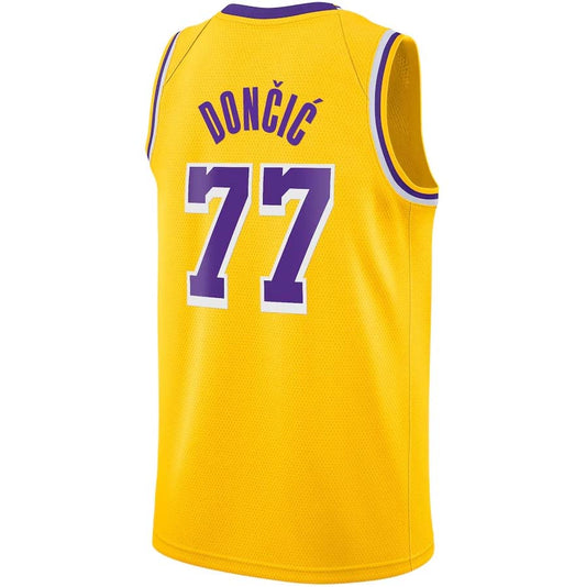 LA.Lakers #77 Luka Dončić Icon Edition Swingman Jersey - Gold Stitched American Basketball Jersey - Main View