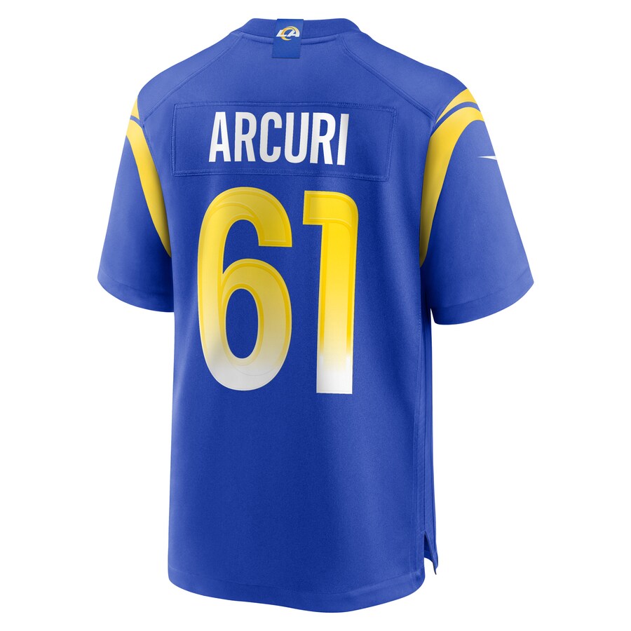 LA.Rams #61 AJ Arcuri Royal Game Player Jersey Stitched American Football Jersey - Main View