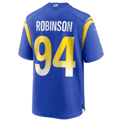 LA.Rams #94 A'Shawn Robinson Royal Game Jersey Stitched American Football Jersey - Main View
