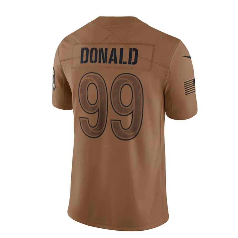 LA.Rams #99 Aaron Donald Brown 2023 Salute To Service Limited Jersey Stitched American Football Jerseys - Main View