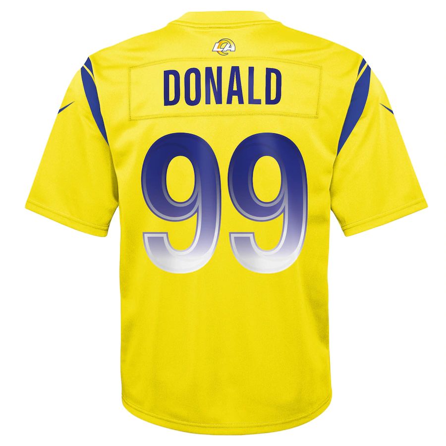 LA.Rams #99 Aaron Donald Gold Inverted Game Jersey Stitched American Football Jersey - Main View
