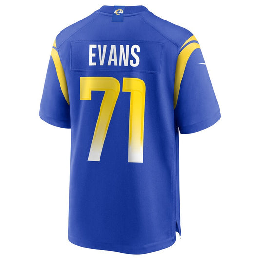 LA.Rams #71 Bobby Evans Royal Game Jersey Stitched American Football Jerseys - Main View