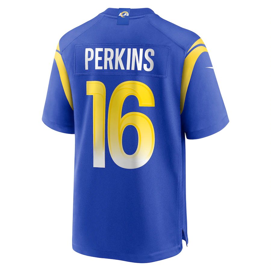 LA.Rams #16 Bryce Perkins Royal Game Player Jersey Stitched American Football Jerseys - Main View