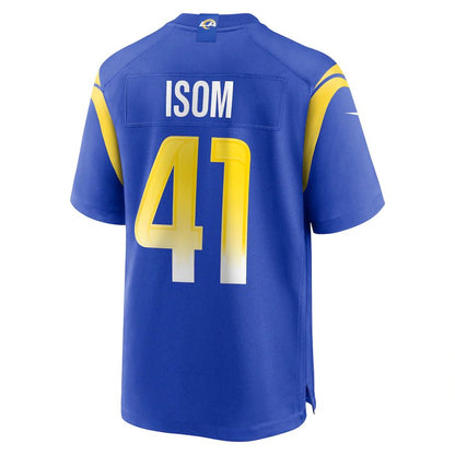 LA.Rams #41 Dan Isom Royal Game Player Jersey Stitched American Football Jerseys - Main View