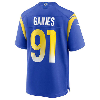 LA.Rams #91 Greg Gaines Royal Game Jersey Stitched American Football Jerseys - Main View