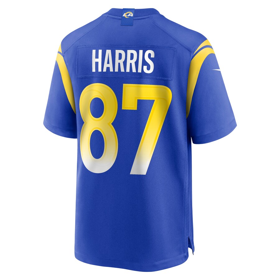 LA.Rams #87 Jacob Harris Royal Game Player Jersey Stitched American Football Jerseys - Main View