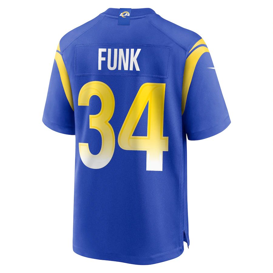 LA.Rams #34 Jake Funk Royal Game Player Jersey Stitched American Football Jerseys - Main View