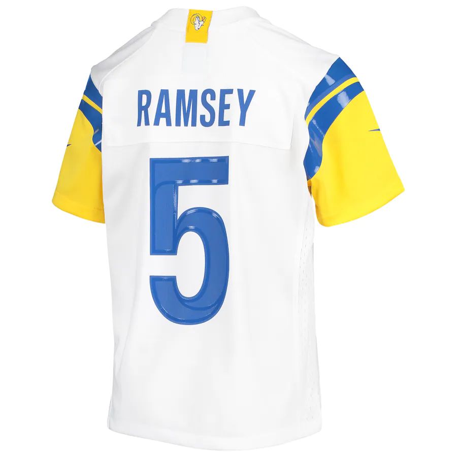 LA.Rams #5 Jalen Ramsey White Game Jersey Stitched American Football Jerseys - Main View