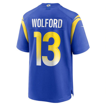 LA.Rams #13 John Wolford Royal Game Player Jersey Stitched American Football Jerseys - Main View