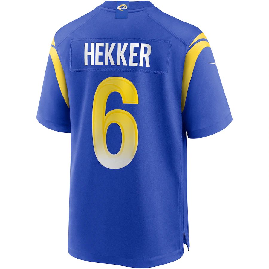 LA.Rams #6 Johnny Hekker Royal Game Jersey Stitched American Football Jerseys - Main View