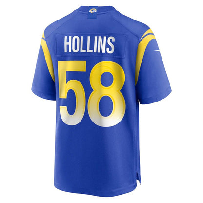 LA.Rams #58 Justin Hollins Royal Game Jersey Stitched American Football Jerseys - Main View