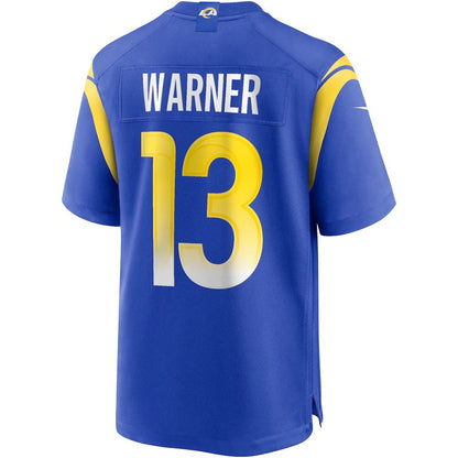 LA.Rams #13 Kurt Warner Royal Game Retired Player Jersey Stitched American Football Jerseys - Main View
