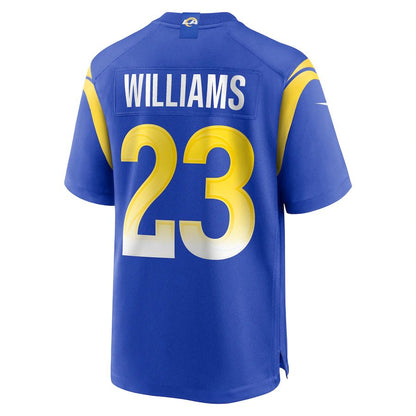 LA.Rams #23 Kyren Williams Royal Game Player Jersey Stitched American Football Jerseys - Main View
