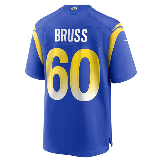 LA.Rams #60 Logan Bruss Royal Game Player Jersey Stitched American Football Jerseys - Main View