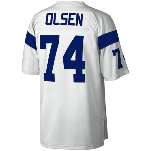 LA.Rams #74 Merlin Olsen Mitchell & Ness White 1969 Legacy Replica Jersey Stitched American Football Jerseys - Main View