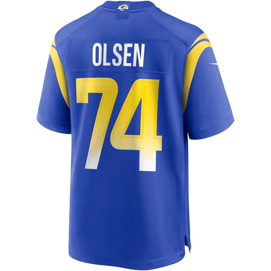 LA.Rams #74 Merlin Olsen Royal Game Retired Player Jersey Stitched American Football Jerseys - Main View