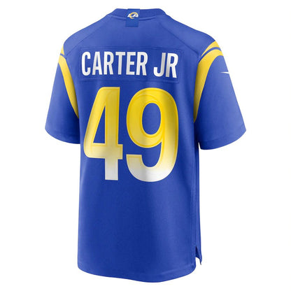 LA.Rams #49 Roger Carter Jr. Royal Game Player Jersey Stitched American Football Jerseys - Main View