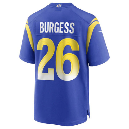 LA.Rams #26 Terrell Burgess Royal Game Jersey Stitched American Football Jerseys - Main View
