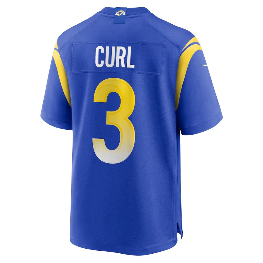 LA.Rams #3 Kamren Curl Game Jersey - Royal American Football Jersey - Main View