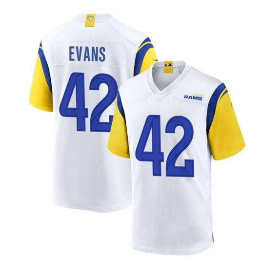 LA.Rams #42 Ethan Evans Alternate Jersey - White Stitched American Football Jersey - Main View