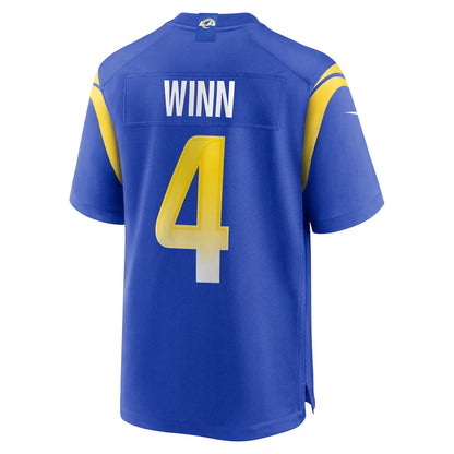 LA.Rams #4 Dresser Winn Team Game Jersey - Royal American Football Jersey - Main View