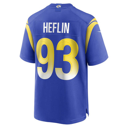 LA.Rams #93 Jack Heflin Royal Team Game Stitched American Football Jerseys - Main View