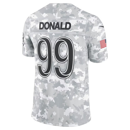 LA.Rams #99 Aaron Donald Arctic Camo 2024 Salute to Service Retired Player Limited Stitched American Football Jerseys - Main View