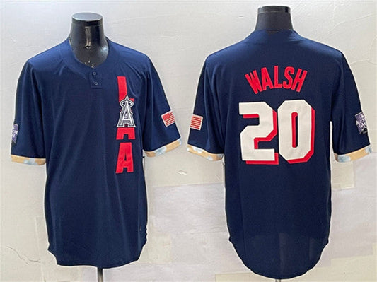 Los Angeles Angels #20 Jared Walsh 2021 Navy All-Star Cool Base Stitched Baseball Jersey - Main View