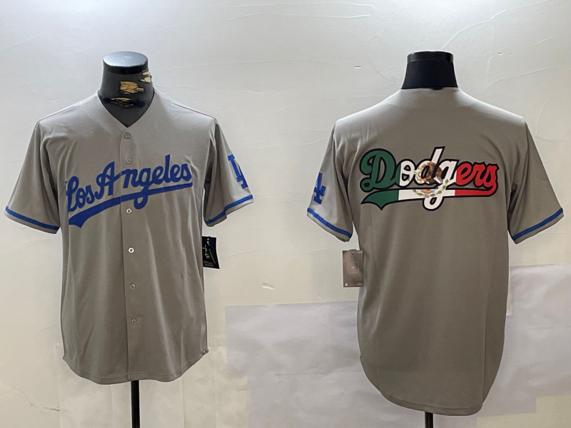Los Angeles Dodgers Blank Grey With los Cool Base Stitched Baseball Jerseys - Main View