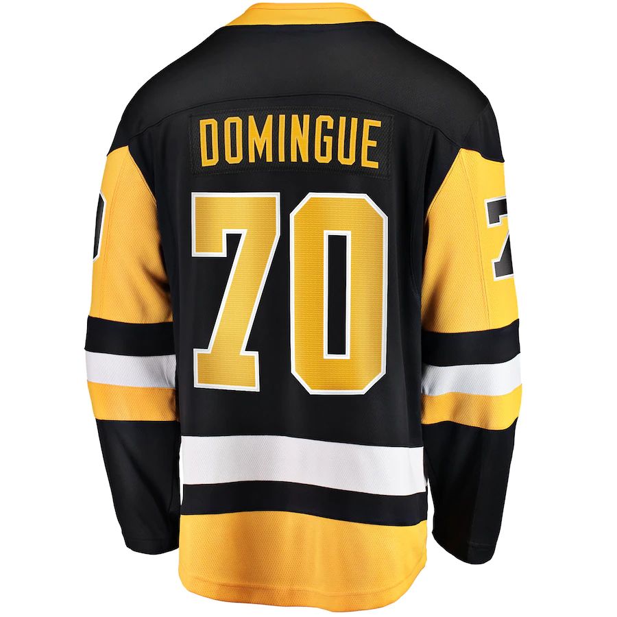 P.Penguins #70 Louis Domingue Fanatics Branded Home Breakaway Player Jersey  Black Stitched American Hockey Jerseys - Main View
