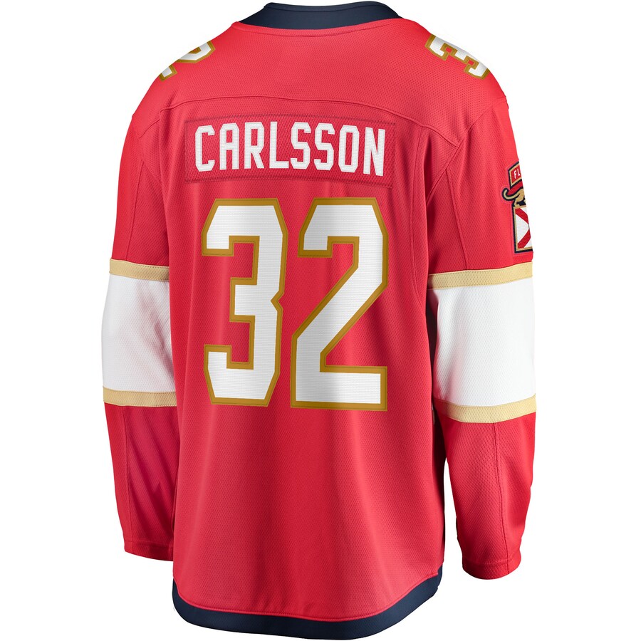 F.Panthers #32 Lucas Carlsson Fanatics Branded Home Breakaway Player Jersey Red Stitched American Hockey Jerseys - Main View